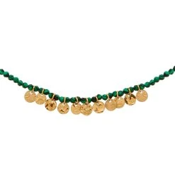 Collier Pastilles Dorées Et Malachite (Vert) -Jollia Soldes Magasin colliers pastilles malachite
