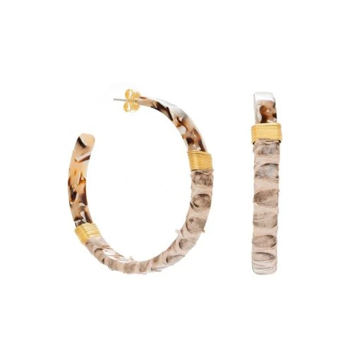 Créoles Acétate Reptile (beige) -Jollia Soldes Magasin creole acetate beige serpent