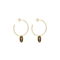 Boucles Créoles Pendentif Croix (doré)