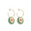 Boucles Créoles Croix Vert D'eau (doré) -Jollia Soldes Magasin creole medaille cuir vert 1