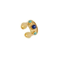 Bague Large Triple Pierres (lapis/turquoise)