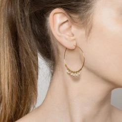 Créoles Pampilles Perles (blanc) -Jollia Soldes Magasin creoles breloques perles blanches