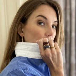 Bague Double Torsade émail (gris) -Jollia Soldes Magasin dear charlotte bague gris