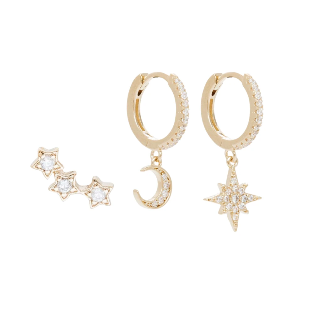 Set De Boucles D'oreilles étoile (plaqué Or) 3 Set De Boucles D'oreilles étoile (plaqué Or)
