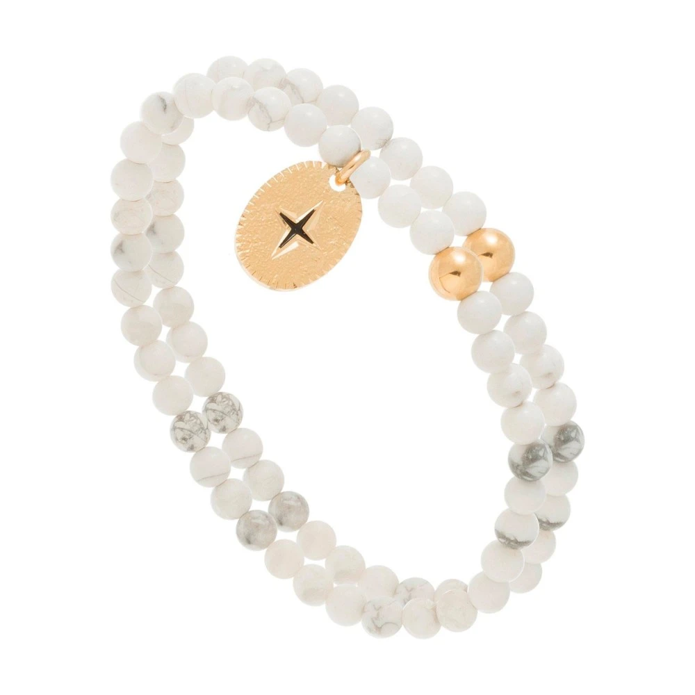 Duo De Bracelets Perles Blanches Et étoile (doré) 3 Duo De Bracelets Perles Blanches Et étoile (doré)
