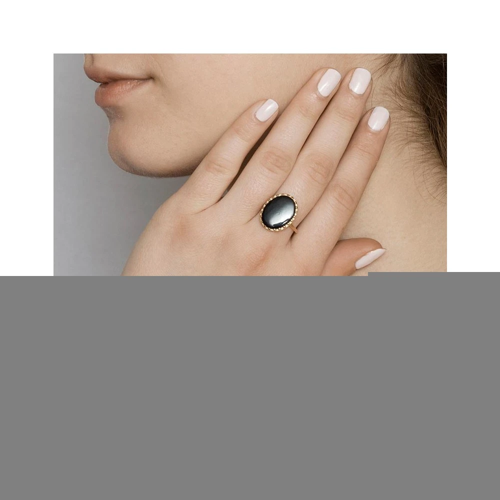 Bague Ovale Pierre Onyx (plaqué Or) 4 Bague Ovale Pierre Onyx (plaqué Or) – Image 2