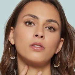 Créoles Pampilles Perles (blanc) -Jollia Soldes Magasin grandes creoles dore pampille blanche