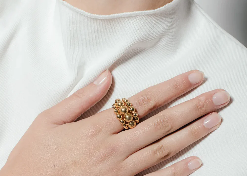 Jollia Soldes Magasin -Jollia Soldes Magasin heroyne Julia Triplet Statement Ring 14 karat Gold Vermeil 2