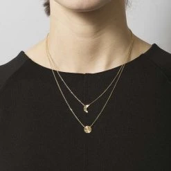 Collier 2 Rangs Pastille Et Lune (plaqué Or) -Jollia Soldes Magasin jollia 10230 2 p