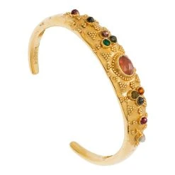 Bracelet Jonc Baroque Multi-pierres (plaqué Or)