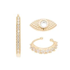 Set De Boucles D'oreilles Oeil Cristal (doré) 11 Set De Boucles D'oreilles Oeil Cristal (doré) -Jollia Soldes Magasin jollia 19619