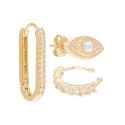 Set De Boucles D'oreilles Oeil Cristal (doré)