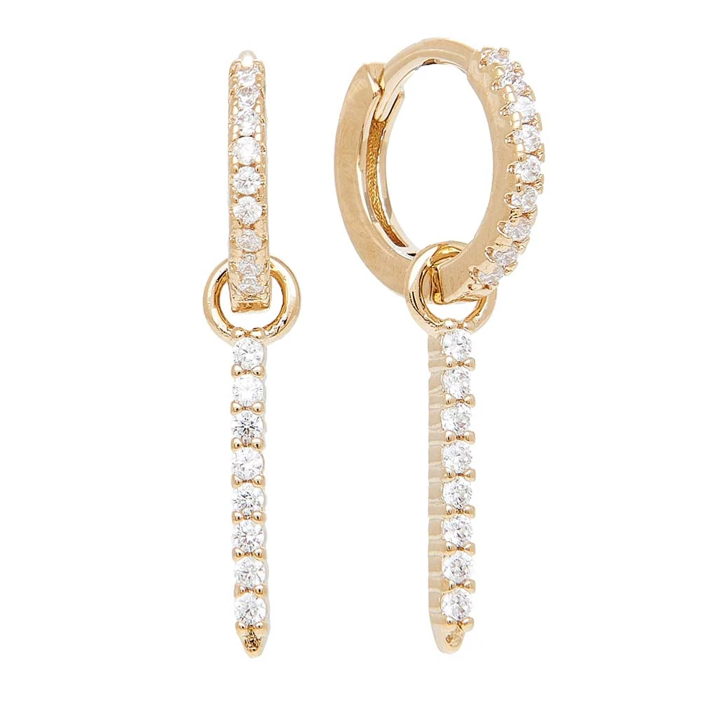 Mini Créoles Barres Zircon (plaqué Or) 4 Mini Créoles Barres Zircon (plaqué Or) – Image 2