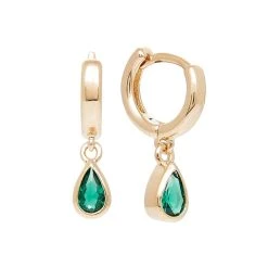 Puces Pendentif Goutte Verte (plaqué Or)