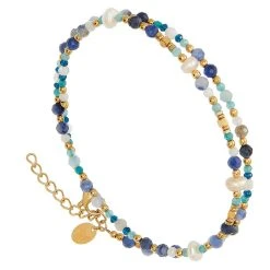 Bracelet Perles Semi-précieuses (bleu)