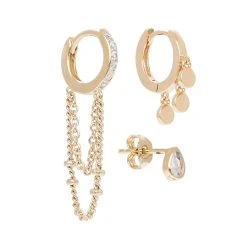 Set De Boucles D'oreilles Goutte (plaqué Or)