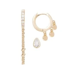 Set De Boucles D'oreilles Goutte (plaqué Or) -Jollia Soldes Magasin jollia 19827