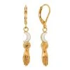 Boucles Pendantes Lune Ivoire Et Main (doré) -Jollia Soldes Magasin jollia 19862