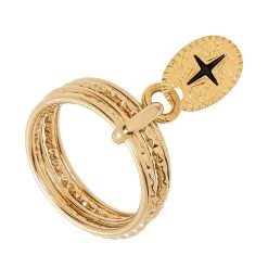 Bague Semainier Pendentif Croix (doré)