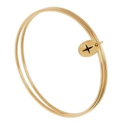 Jonc Double Pendentif Croix (doré)