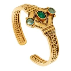 Bracelet Manchette Multi Pierres (agate Verte)