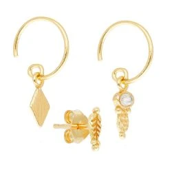 Coffret Boucles D'oreilles Géométriques Et Pierre (doré) -Jollia Soldes Magasin jollia 20107