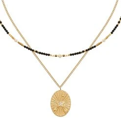 Coffret Colliers Superposés Pierre Et Médaille étoile (doré)