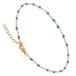 Bracelet émaillé Perles Fines Turquoise (plaqué Or)