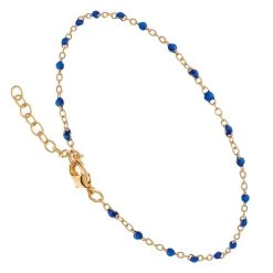 Bracelet émaillé Perles Fines Bleues (plaqué Or)