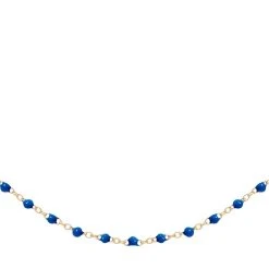 Collier émaillé Perles Fines Bleues (plaqué Or)