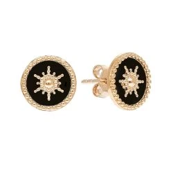 Puces Fond Noir Et Soleil (plaqué Or)