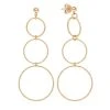 Boucles D'oreilles Triples Anneaux Pendantes (plaqué Or) -Jollia Soldes Magasin jollia 20328