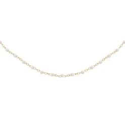 Collier émaillé Perles Fines Blanches (plaqué Or)