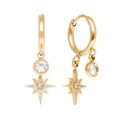 Mini Créoles Strass Et étoile (doré)