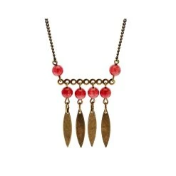 Sautoir Petite Feuille Agate (rose)