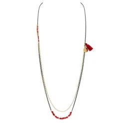 Sautoir Babouchka Pierre Et Pompon