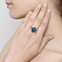 Bague Pierre Ovale (agate Bleue) -Jollia Soldes Magasin jollia dsc4461