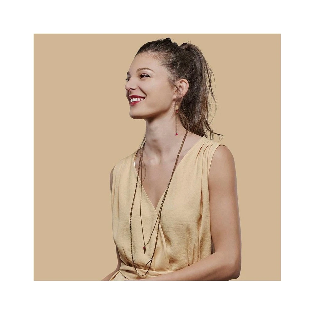 Sautoir Lucknow (bronze Et Framboise) 4 Sautoir Lucknow (bronze Et Framboise) – Image 2