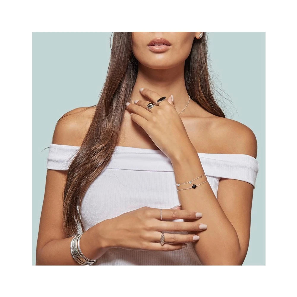 Bracelet Trèfle Blanc (plaqué Or) 4 Bracelet Trèfle Blanc (plaqué Or) – Image 2