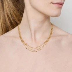 Collier Multirangs Chaînes (doré) -Jollia Soldes Magasin jollia dsc4491