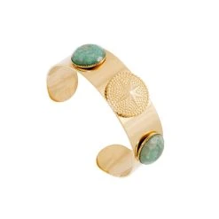 Jonc Large étoile Et Pierres (amazonite)