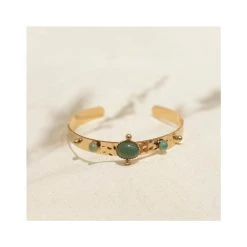 Jonc Martelé Trio Pierres (aventurine) -Jollia Soldes Magasin jonc martele pierre verte emeparis