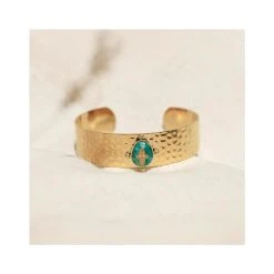 Jonc Martelé Pierre Et Croix (amazonite) -Jollia Soldes Magasin jonc pierre bleu eme paris