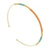 Bracelet Jonc Tissé (turquoise/orange) -Jollia Soldes Magasin jonc tisse orange turquoise or