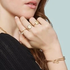 Jonc Fin Martelé Breloque (étoile) -Jollia Soldes Magasin joncs dore pendentif zircon 1