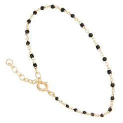 Bracelet émaillé Perles Fines Noires (plaqué Or)