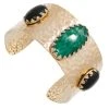 Manchette Martelée Triple Pierres (jade Vert/onyx) -Jollia Soldes Magasin manchette martele pierre noir