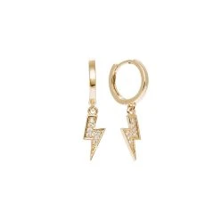 Mini Créoles éclair Zircons (plaqué Or)