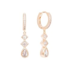 Mini Créoles Cristaux Pendants (plaqué Or)