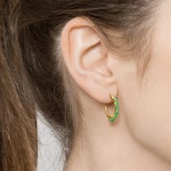 Boucles Petites Créoles Pierres Irrégulières (chrysoprase) -Jollia Soldes Magasin mini creoles pierres verte